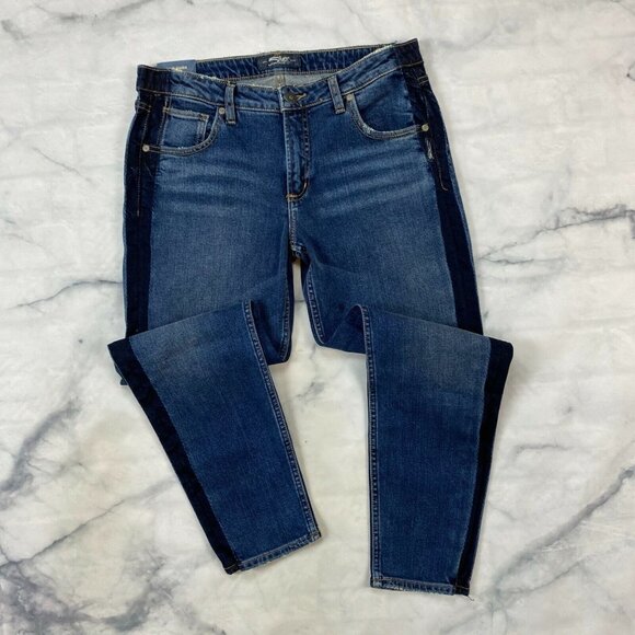 Silver Jeans Denim - Silver Vintage Ankle Slim Jeans Size 28 Womens Indigo Tuxedo Side Stripe Tapered